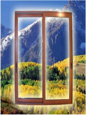 wood color aluminum sliding window