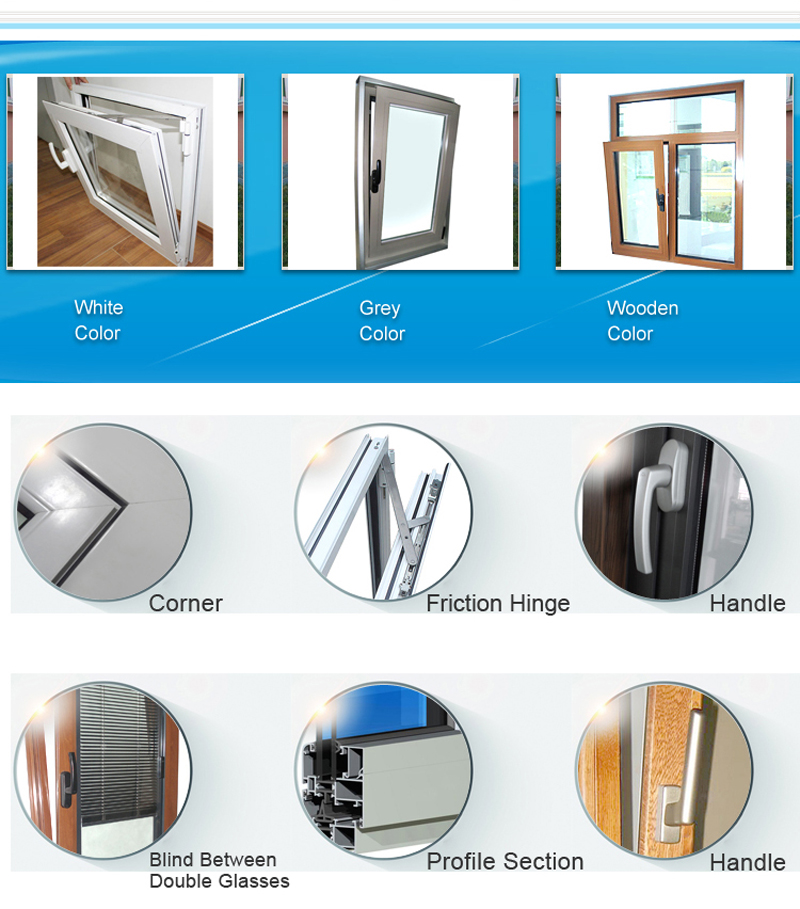 Two way opening aluminum tilt and turn window
