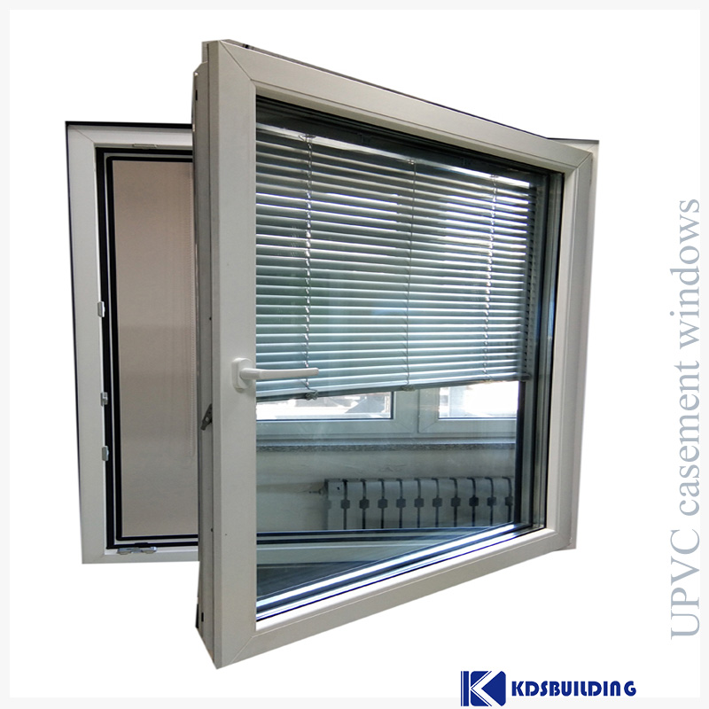Most popular upvc house doors windows 2 panel triple PVC casement window